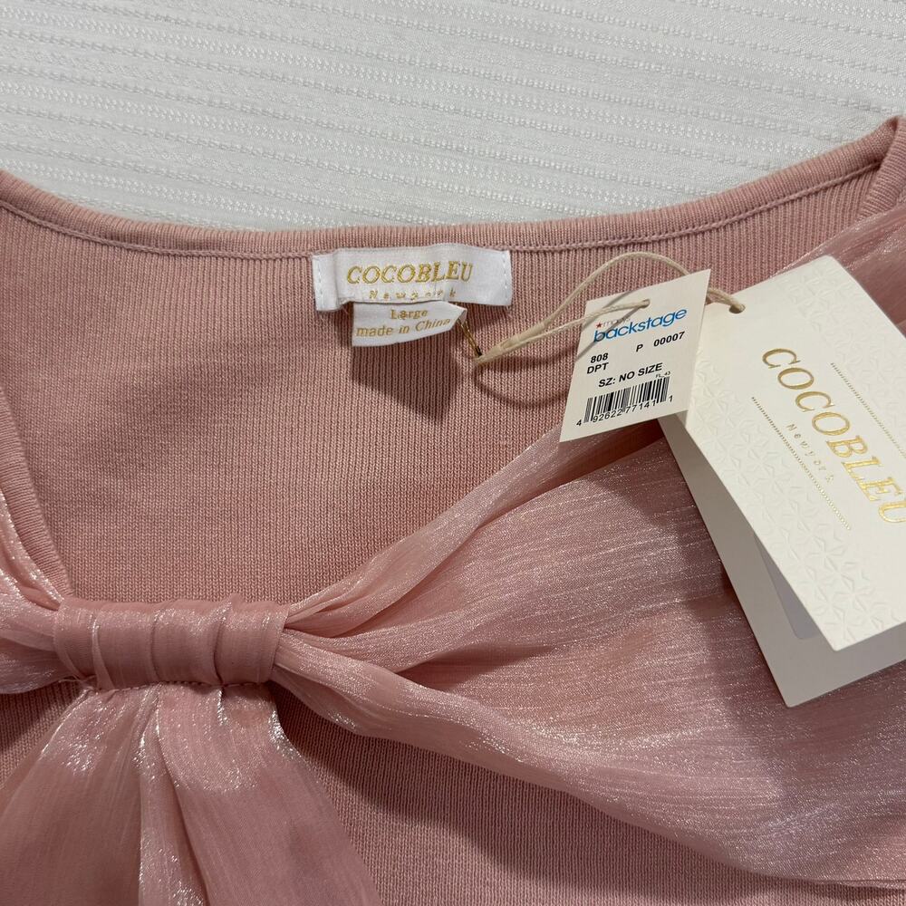 COCOBLEU‎ Pink Bow Sweater Size L Cute Kawaii Cottagecore Knit Pullover - Picture 7 of 10